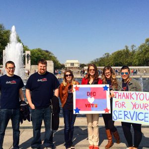 DFC staff thanking vets at WWII memorial